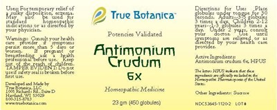 Antimonium Crudum 6X_25 gm_v1_6-2013.jpg Display Panel - Antimonium Crudum 6X 25 gm v1 6 2013